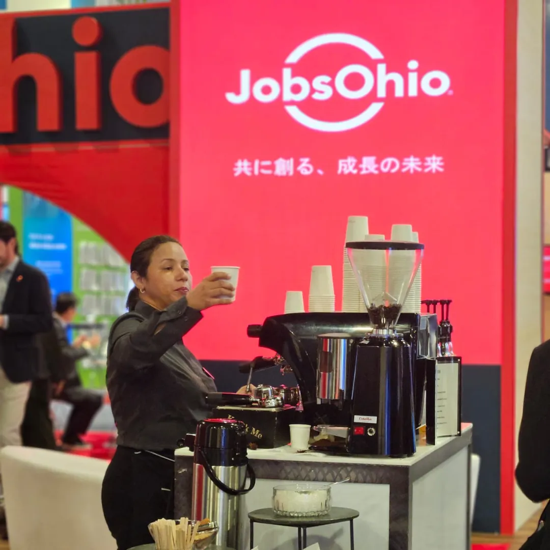 Espresso cart set up on the trade show floor